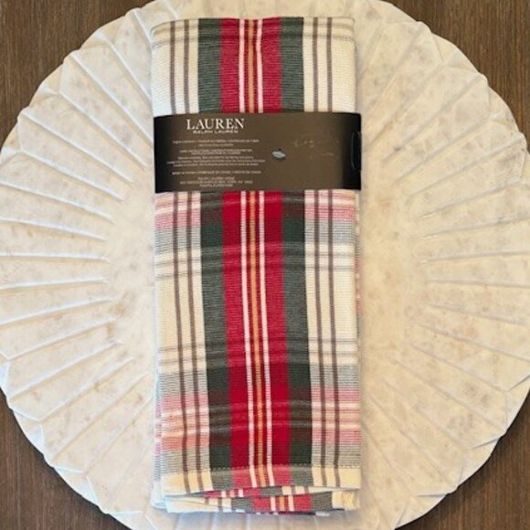 Ralph Lauren Multi Colored Tartan Plaid Christmas Kitchen Dish Towels Set of 2 - Picture 6 of 7